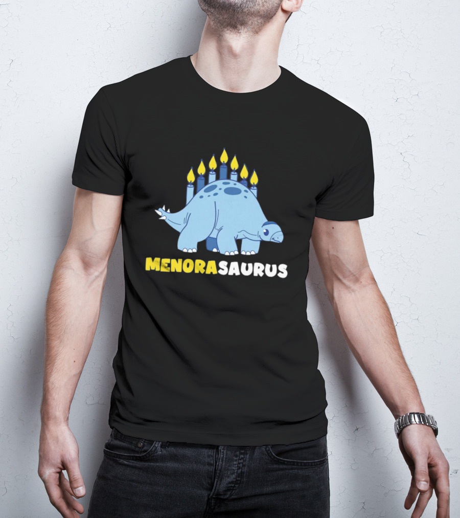 MENORASAURUS Hanukkah Dinosaur Candles T-Shirt