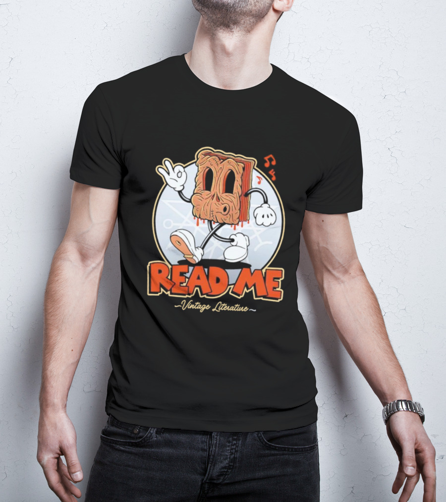 Read Me Vintage Literature Cartoon Music Peace T-Shirt