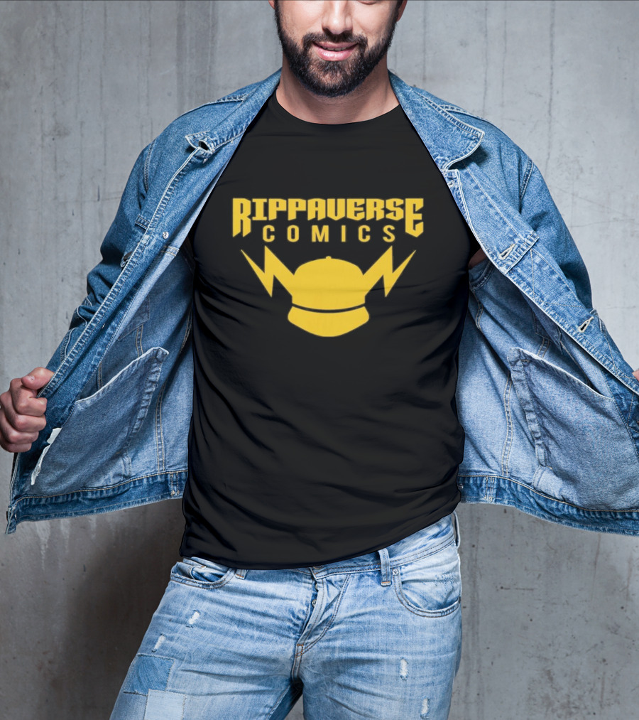 Rippaverse Comics Logo With Yellow Lightning And Cap T-Shirt