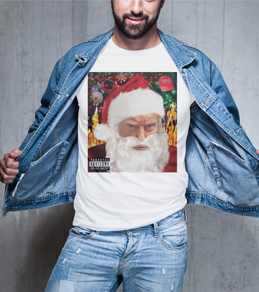 Santa Trump Make America Great Again Christmas Parental Explicit Content T-Shirt