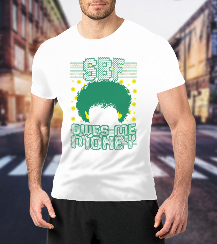 SBF Owes Me Money Christmas Sweater Style Green Hair Pixels T-Shirt