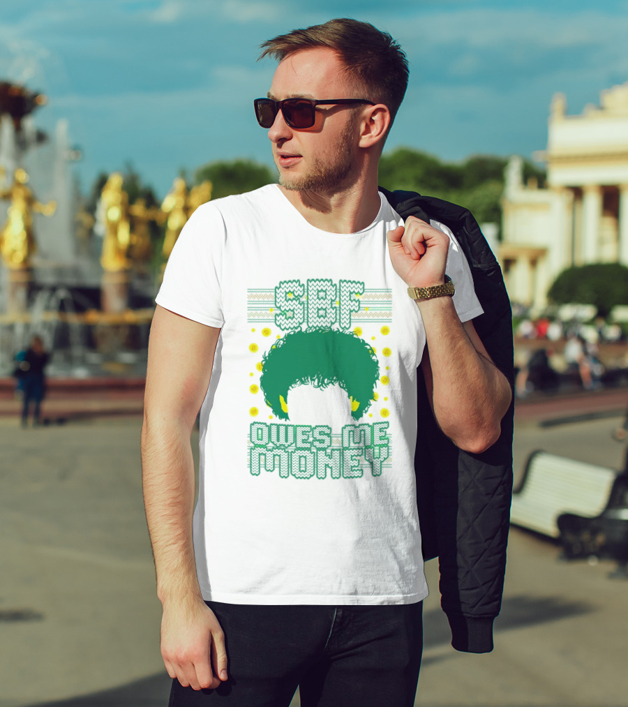 SBF Owes Me Money Christmas Sweater Style Green Hair Pixels T-Shirt