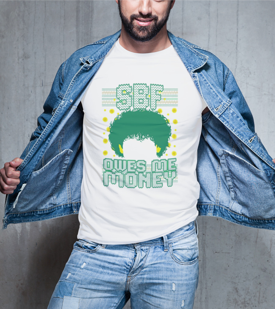 SBF Owes Me Money Christmas Sweater Style Green Hair Pixels T-Shirt