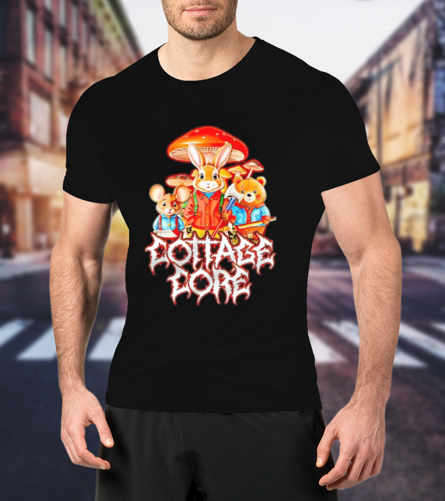 Cottage Core Bunny Mushroom Trio T-Shirt