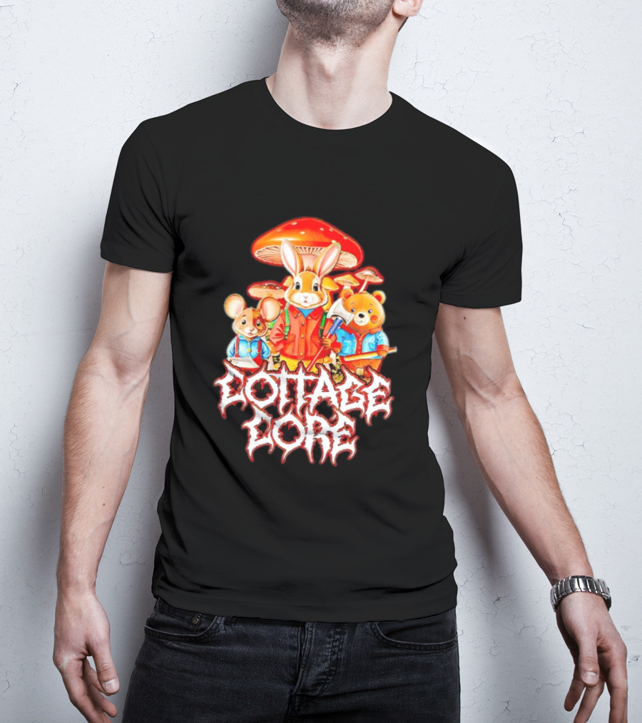 Cottage Core Bunny Mushroom Trio T-Shirt