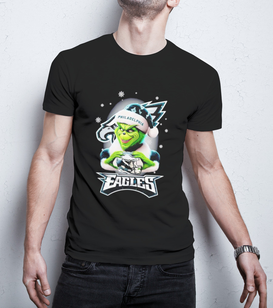 Philadelphia Eagles Grinch Christmas Snowflakes T-Shirt