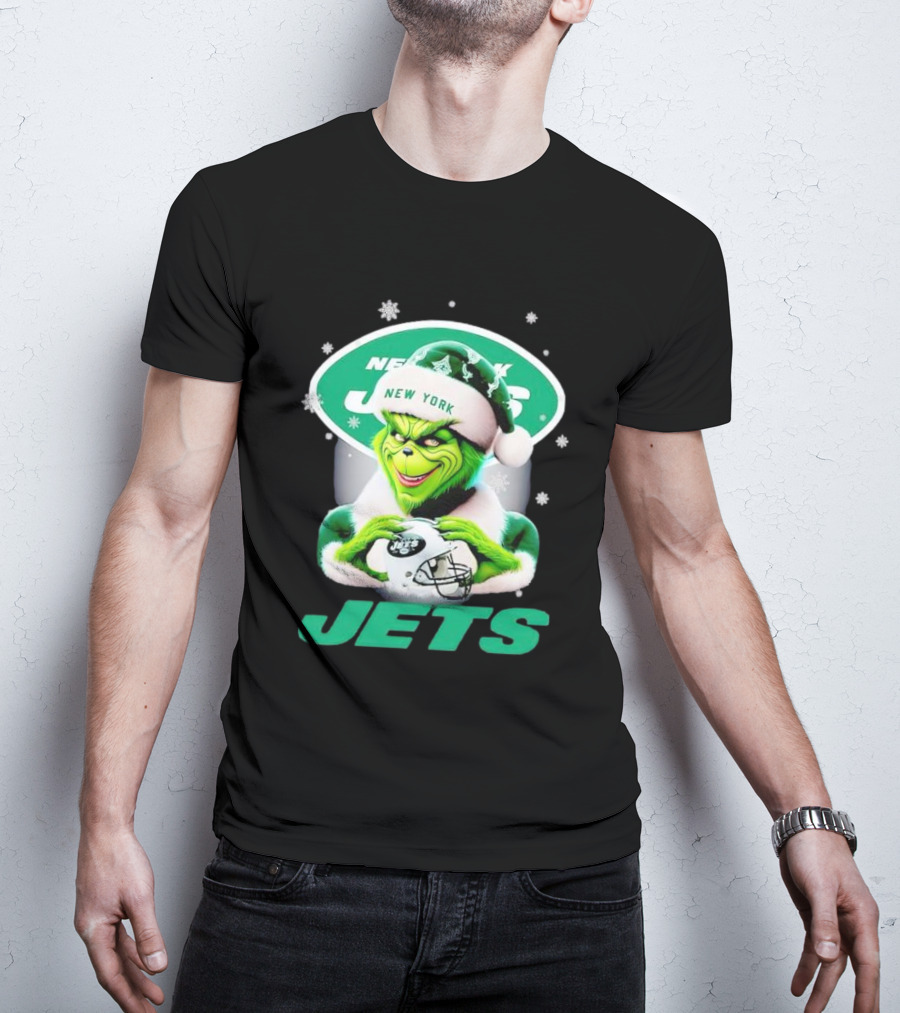 Grinch New York Jets Christmas Football T-Shirt