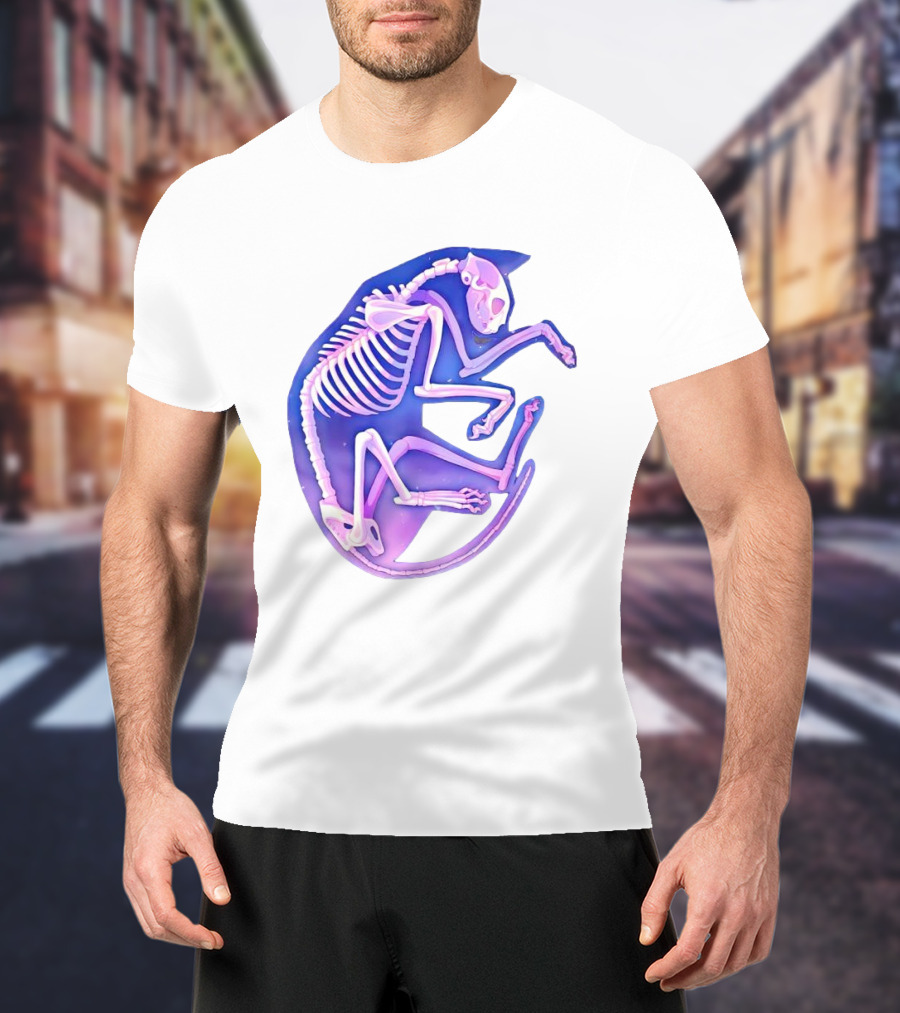 Skeleton Galaxy Cat Cosmic Vibe T-Shirt