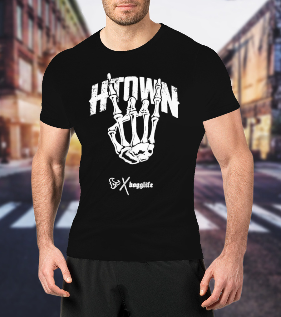 HTOWN Skeleton Hand X HoggLife Texans Collaboration T-Shirt
