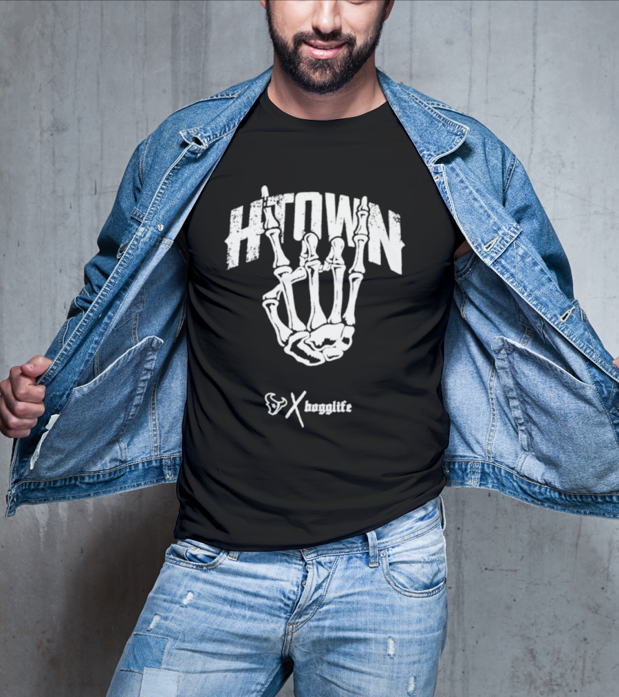 HTOWN Skeleton Hand X HoggLife Texans Collaboration T-Shirt