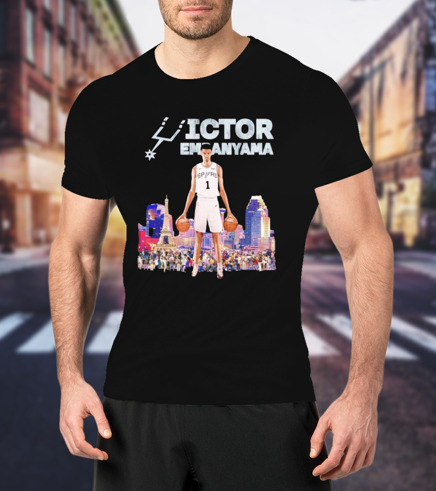 Victor Wembanyama Spurs Skyline City Basketball T-Shirt