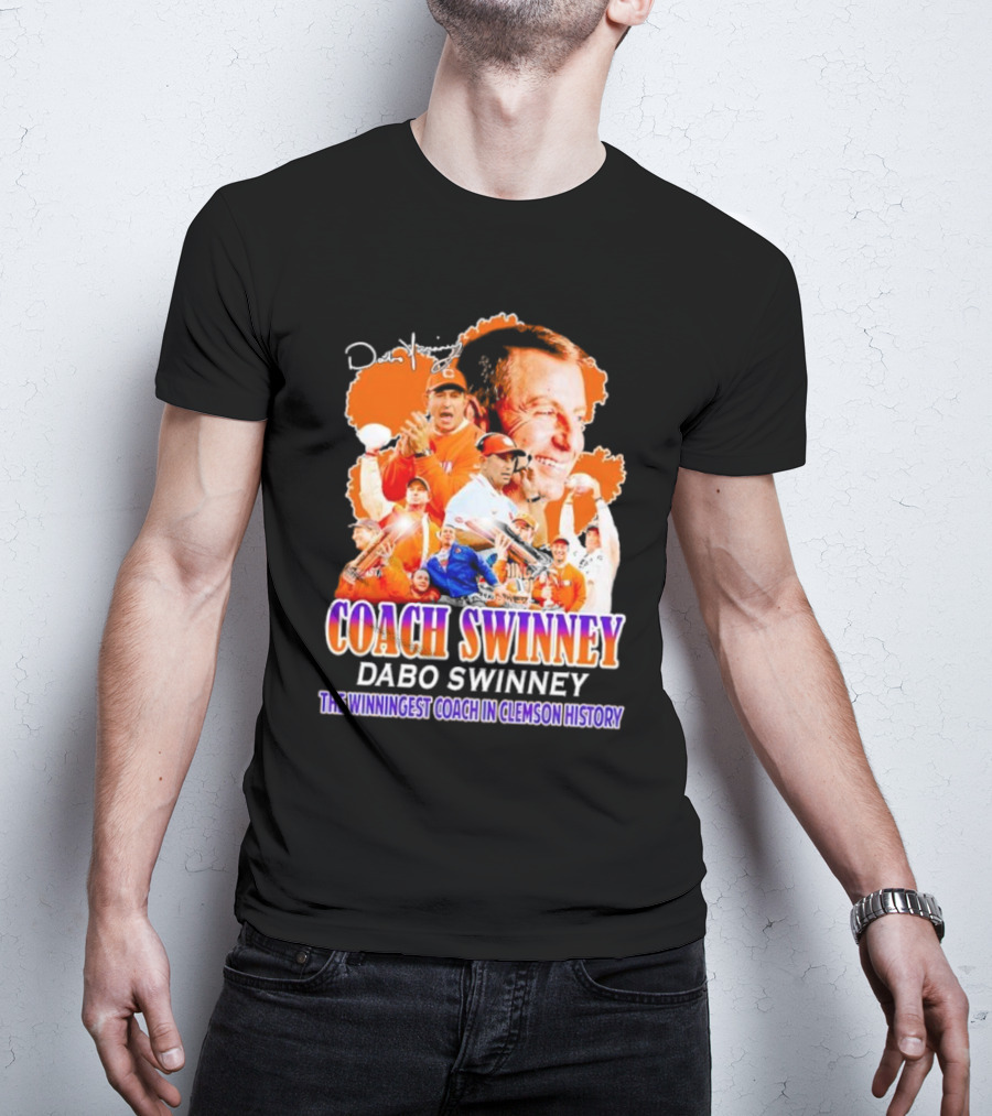 Coach Swinney Dabo Swinney The Winningest Coach In Clemson History Football Celebration Collage T-Shirt