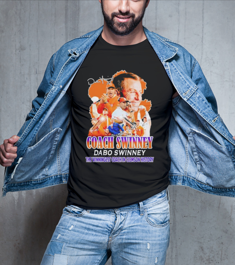 Coach Swinney Dabo Swinney The Winningest Coach In Clemson History Football Celebration Collage T-Shirt