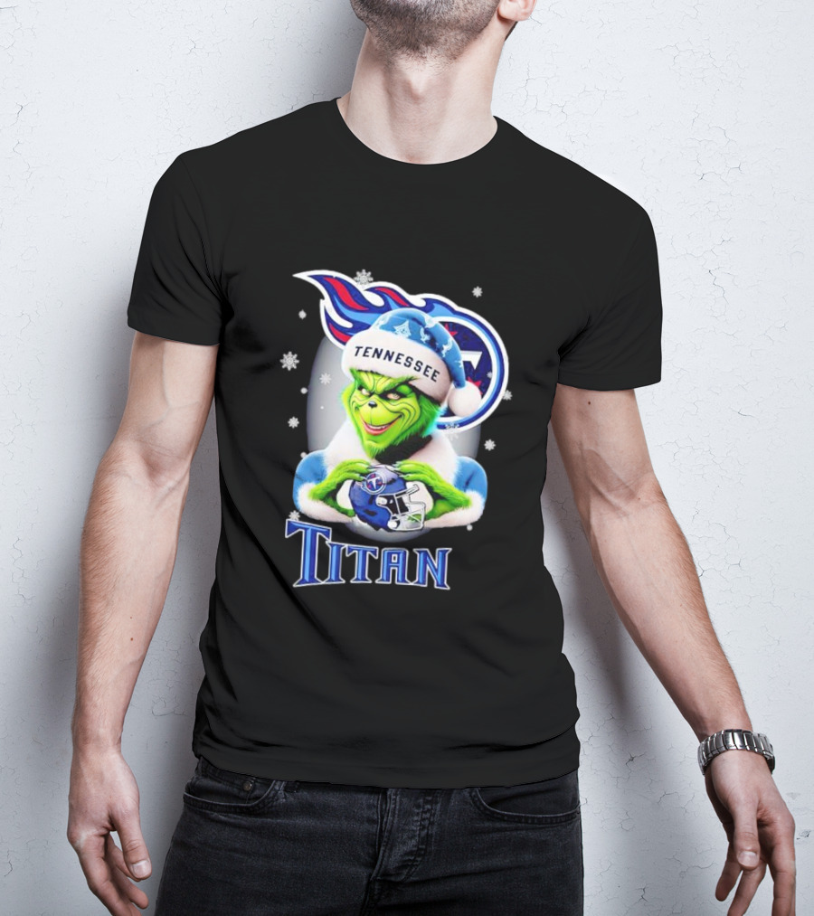 Grinch Tennessee Titans Christmas Snowflakes T-Shirt