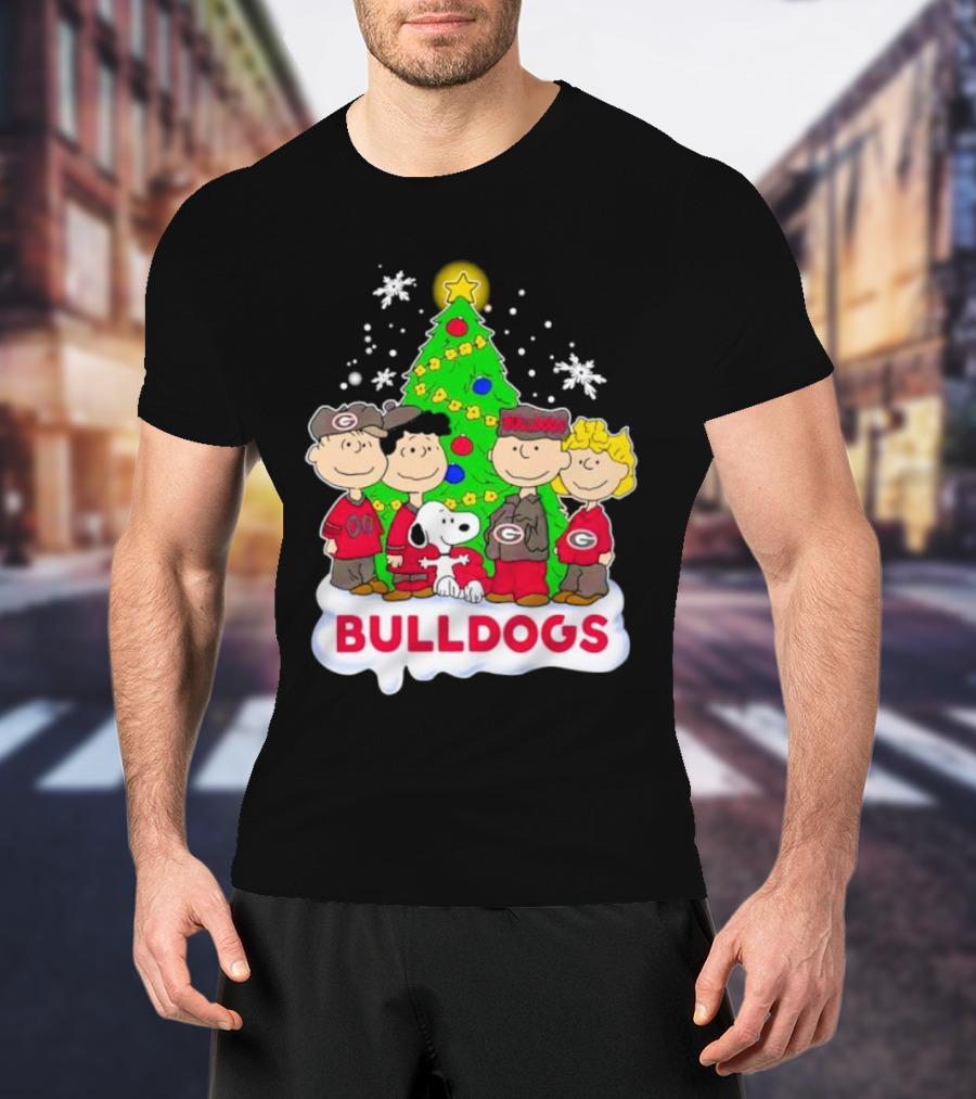 Peanuts Characters Georgia Bulldogs Christmas Tree Bulldogs T-Shirt