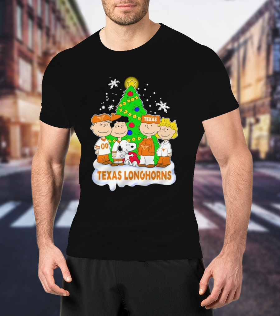 Peanuts Characters Texas Longhorns Christmas Tree T-Shirt