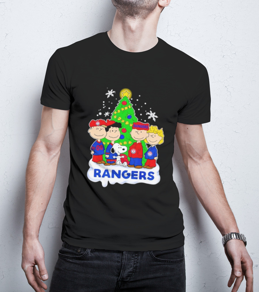Peanuts Characters Texas Rangers Christmas Tree T-Shirt