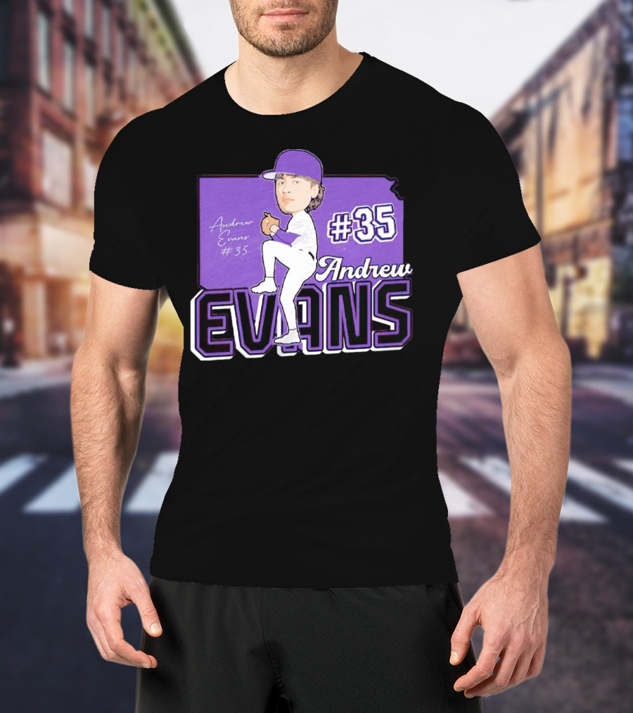 Andrew Evans #35 Kansas State Baseball Signature T-Shirt