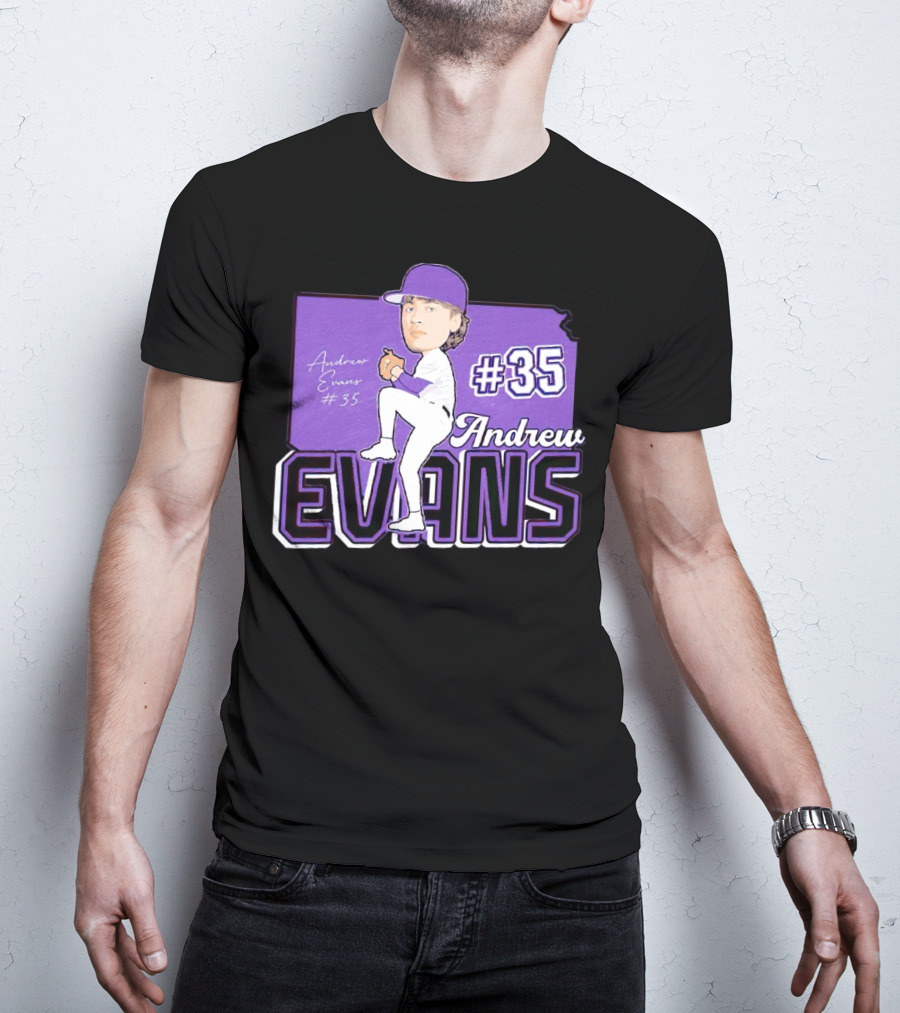 Andrew Evans #35 Kansas State Baseball Signature T-Shirt