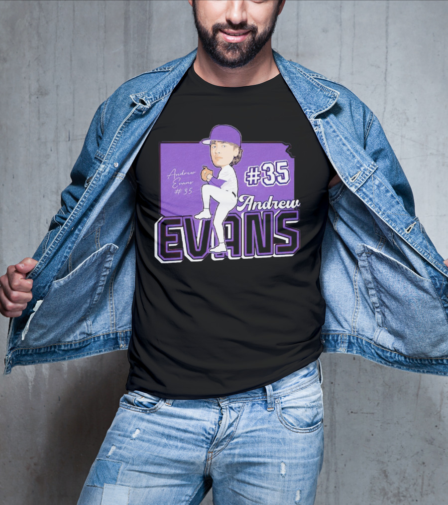 Andrew Evans #35 Kansas State Baseball Signature T-Shirt