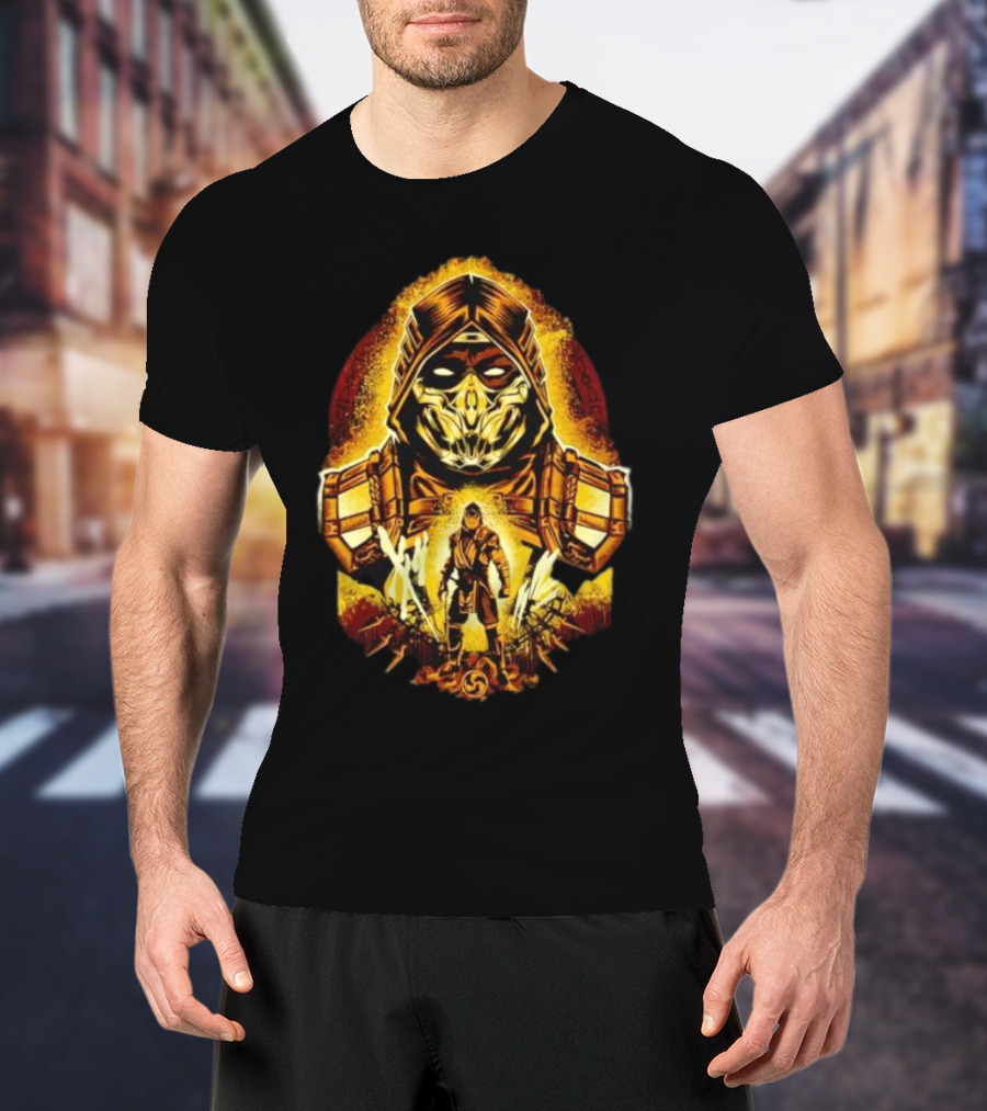 Mortal Kombat Scorpion Battle Stance Fiery Warrior T-Shirt