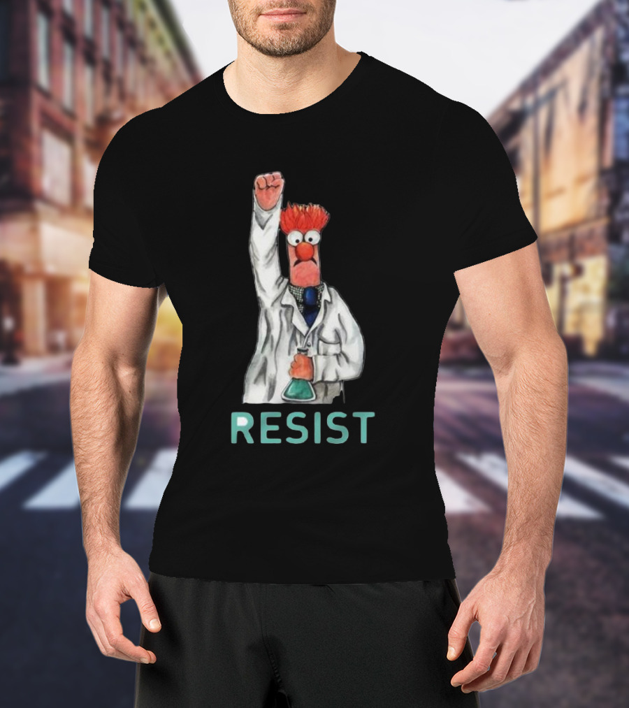 Beaker Fist Raised Resist Muppet Lab Coat Protest T-Shirt