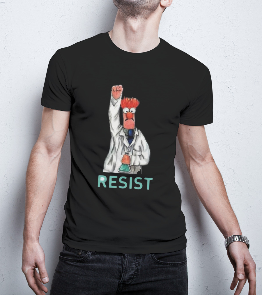 Beaker Fist Raised Resist Muppet Lab Coat Protest T-Shirt