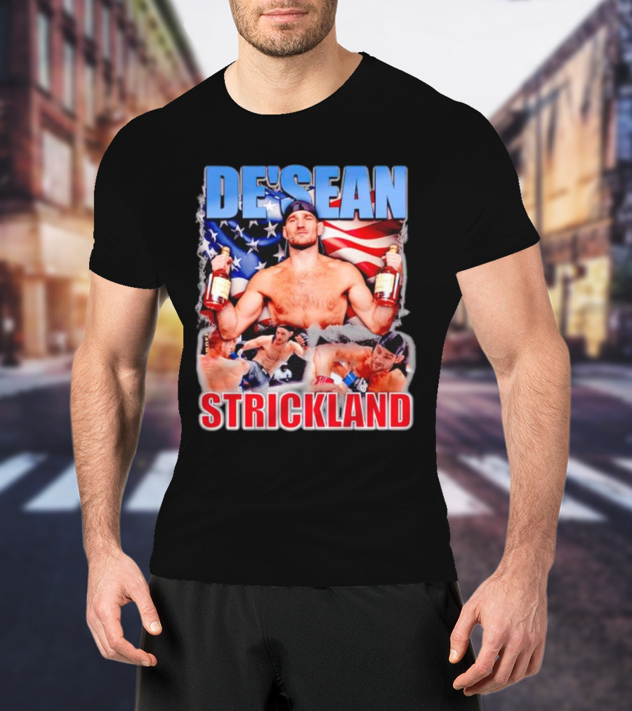 DE’SEAN STRICKLAND American Flag Boxing T-Shirt