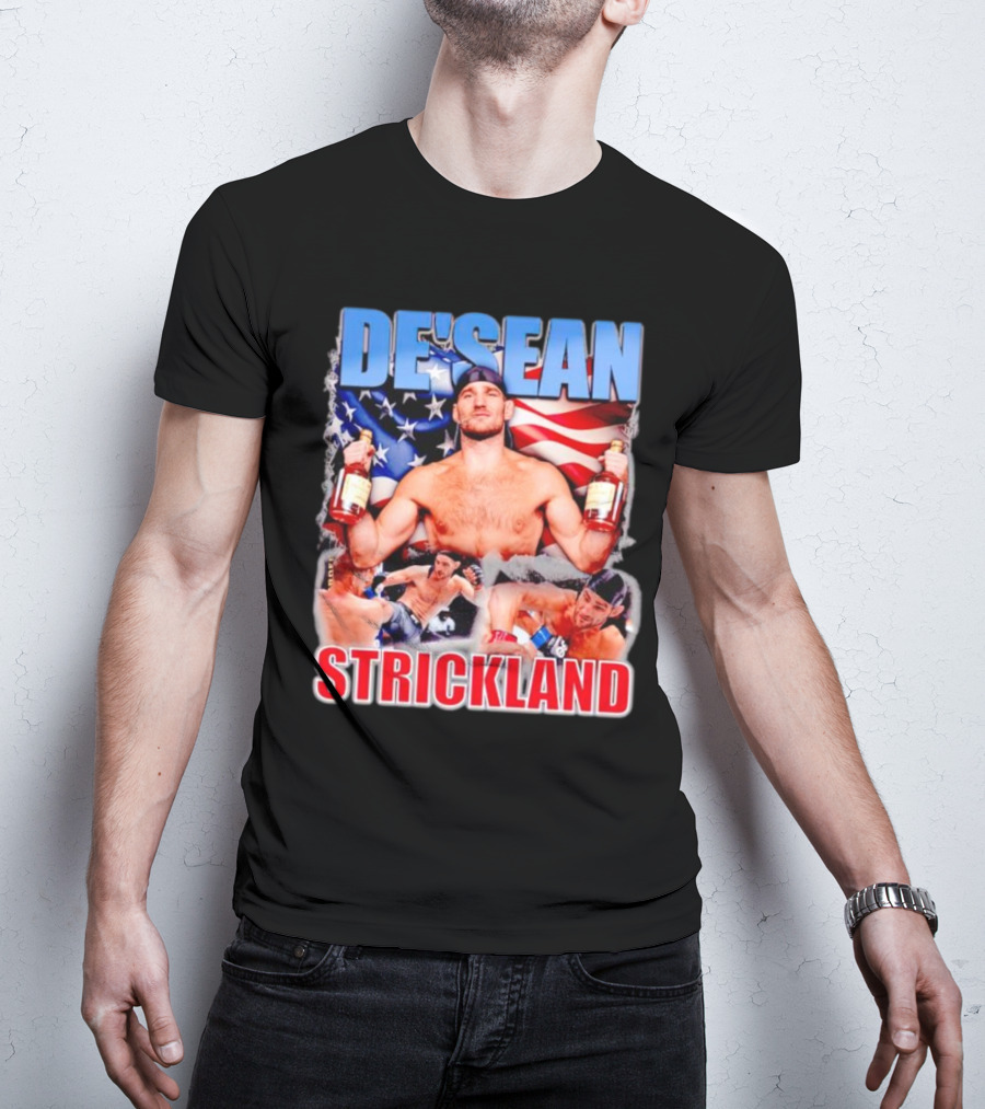 DE’SEAN STRICKLAND American Flag Boxing T-Shirt