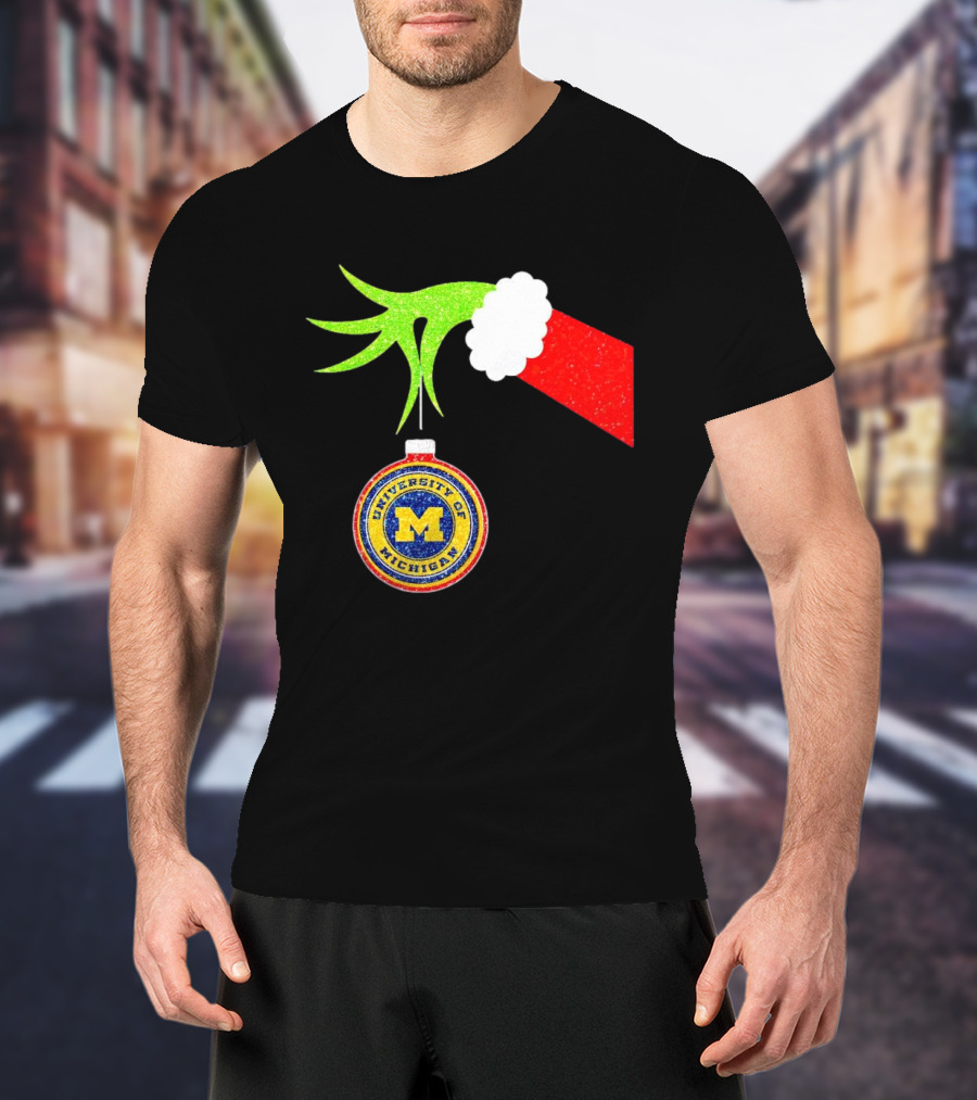 University Of Michigan Christmas Grinch Hand T-Shirt
