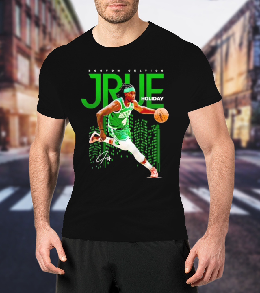 Boston Celtics Jrue Holiday Dribbling Action T-Shirt