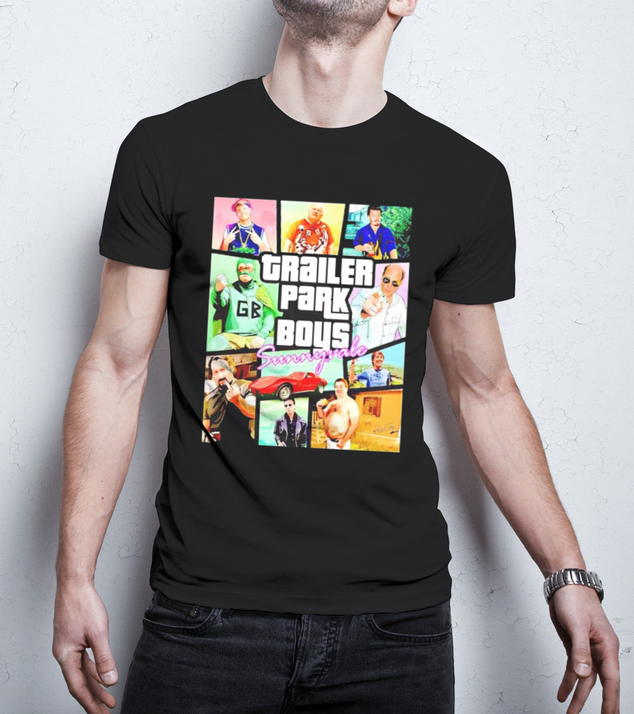 Trailer Park Boys Sunnyvale Collage Of Characters And Car In Vibrant Colors T-Shirt