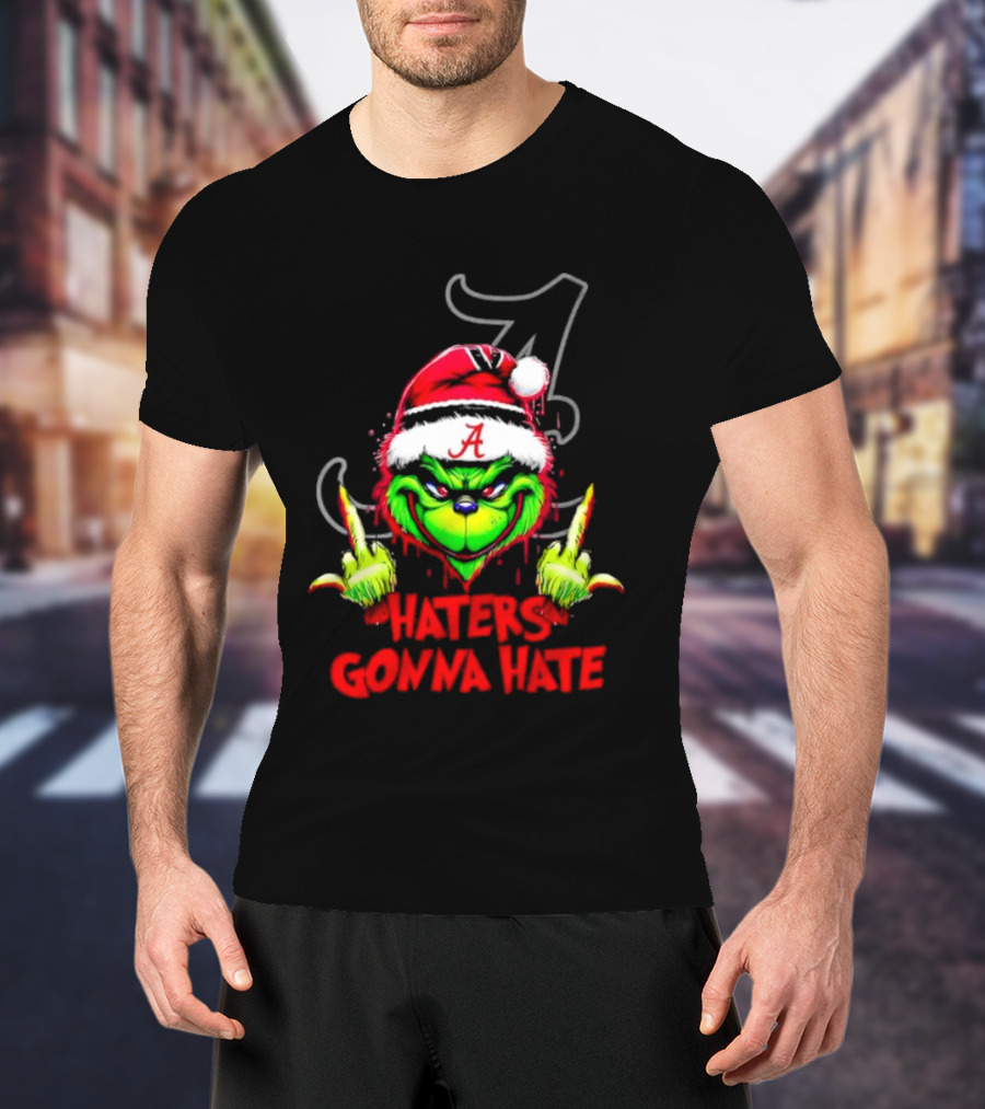 Alabama Crimson Tide Grinch Haters Gonna Hate Middle Finger T-Shirt