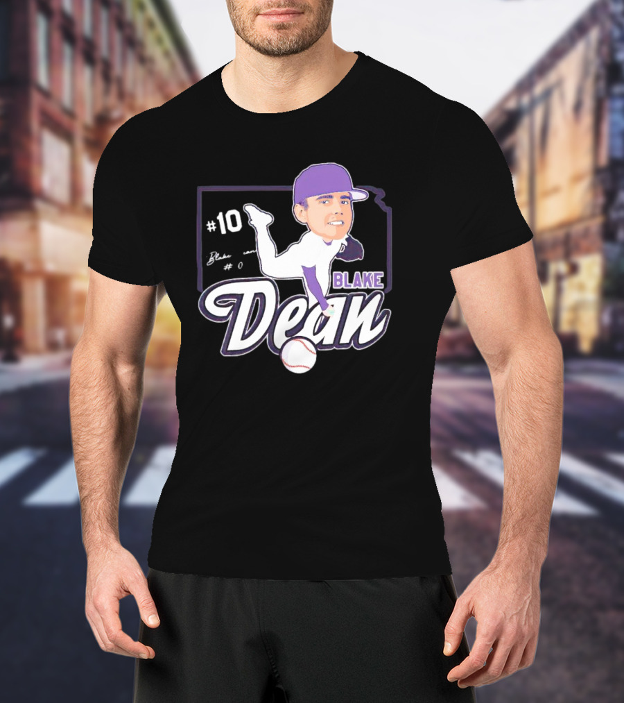 Blake Dean #10 Caricature Signature Baseball T-Shirt