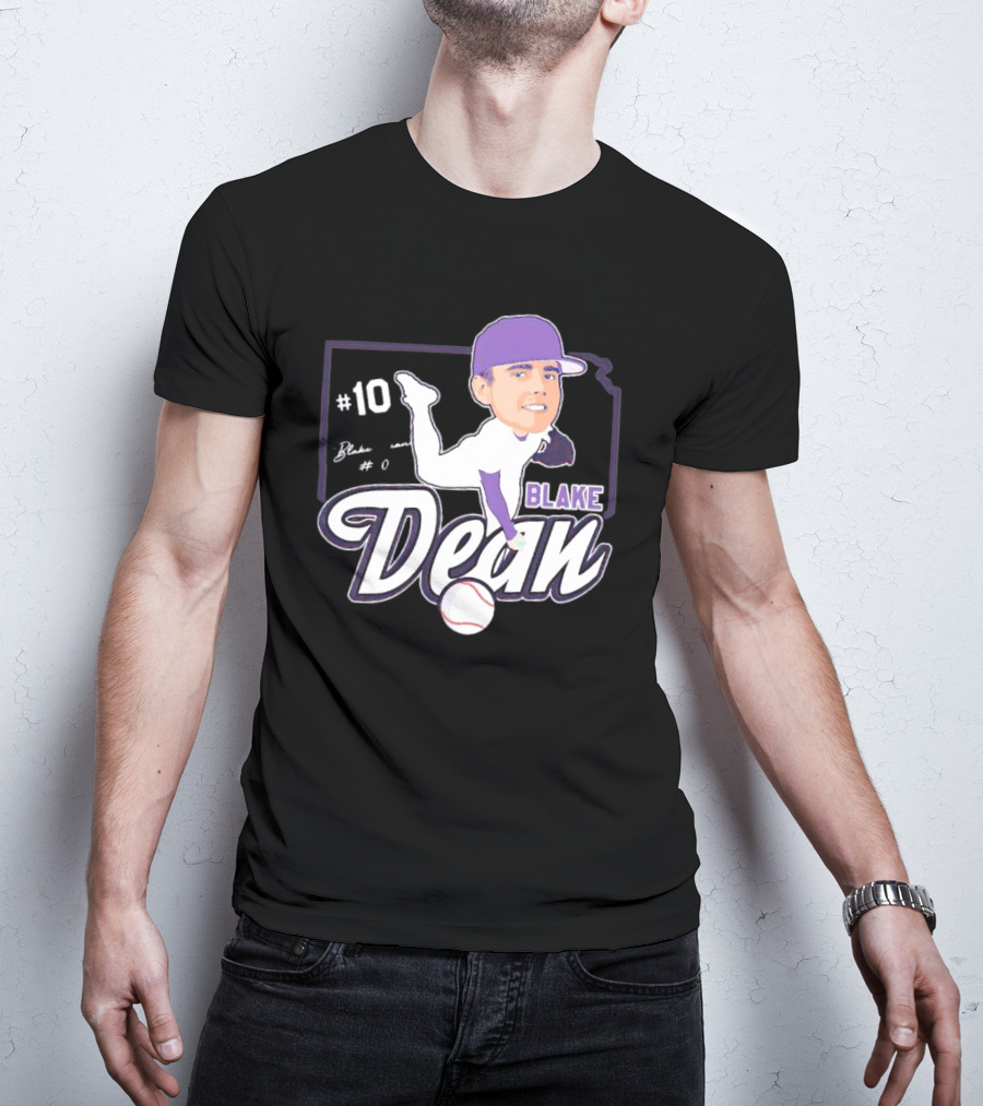 Blake Dean #10 Caricature Signature Baseball T-Shirt