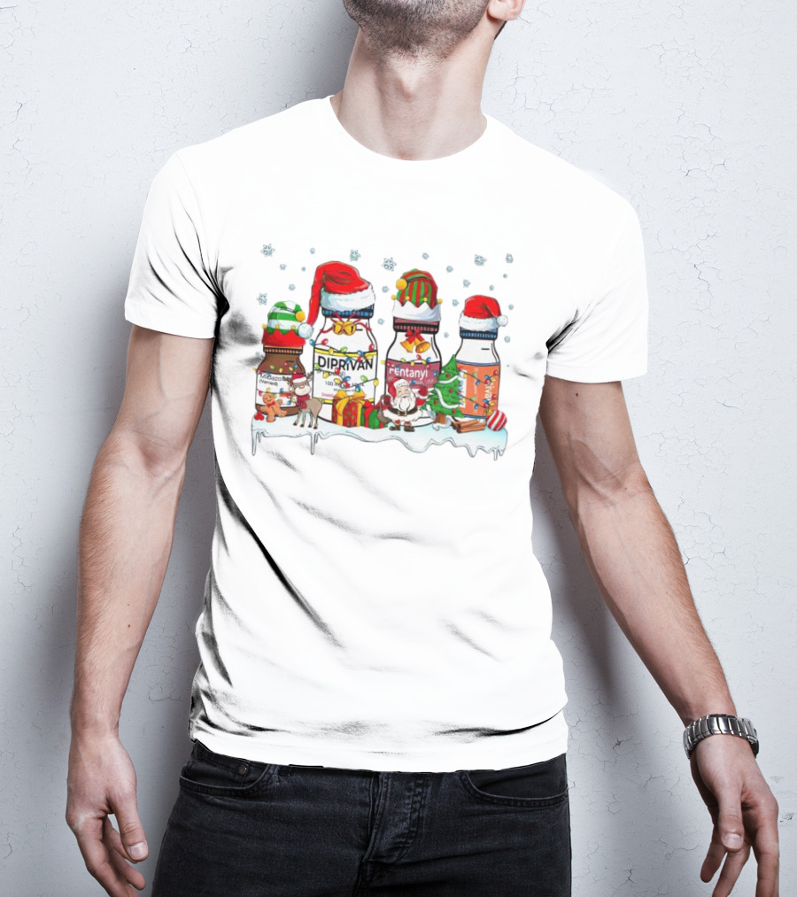 Santa Diprivan Fentanyl Christmas Bottles T-Shirt
