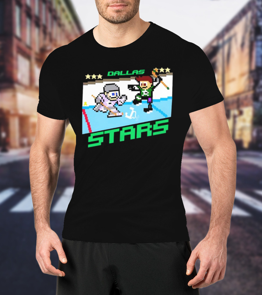 Dallas Stars Hockey Fights Cancer Pixel Art Jayden T-Shirt