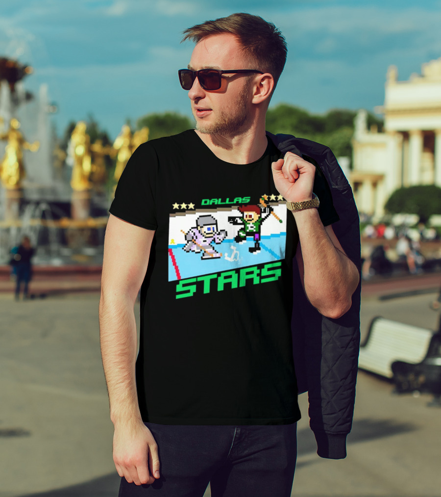 Dallas Stars Hockey Fights Cancer Pixel Art Jayden T-Shirt