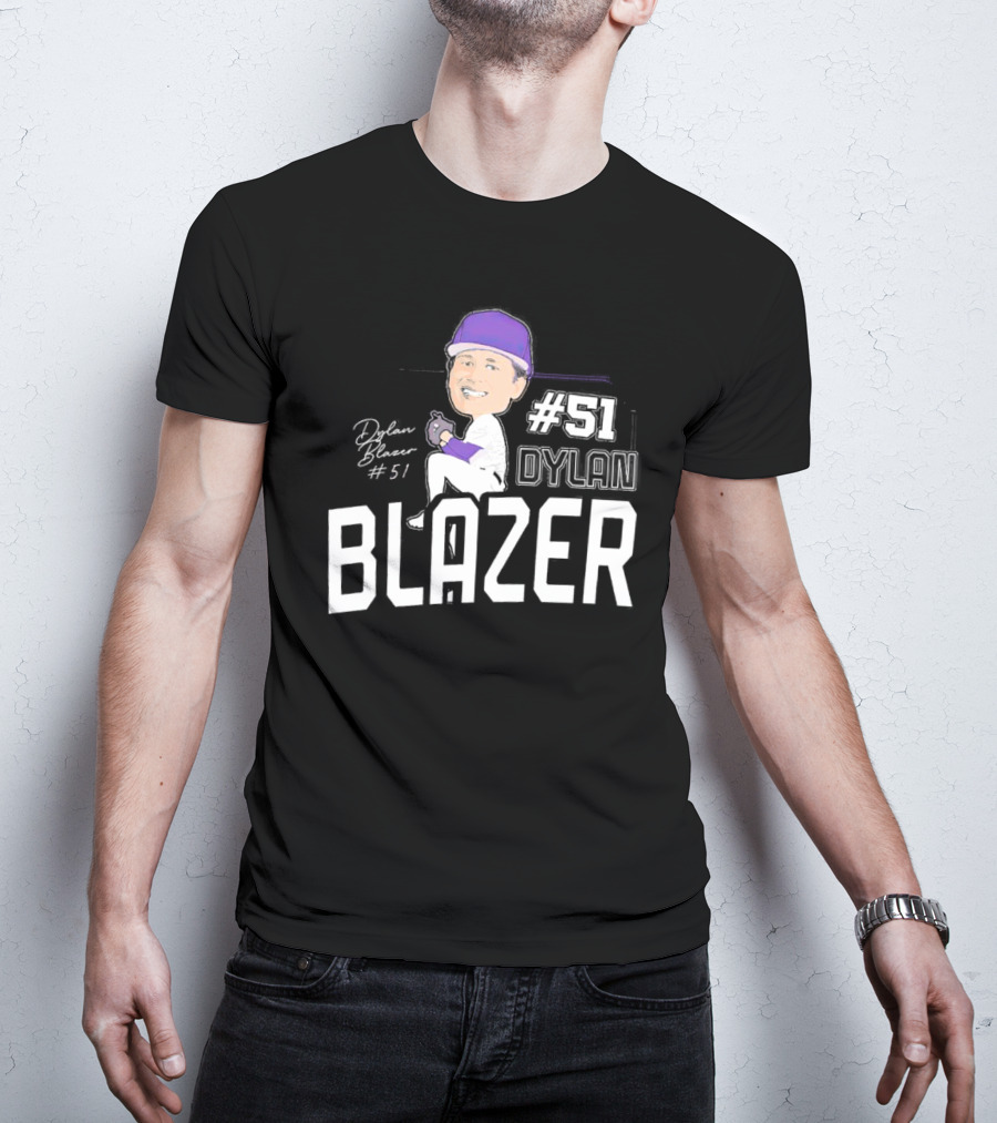 Dylan Blazer #51 Caricature Signature Baseball T-Shirt