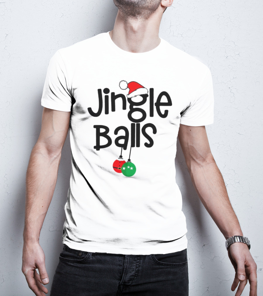 Jingle Balls Christmas Santa Hat Red Green Ornaments T-Shirt