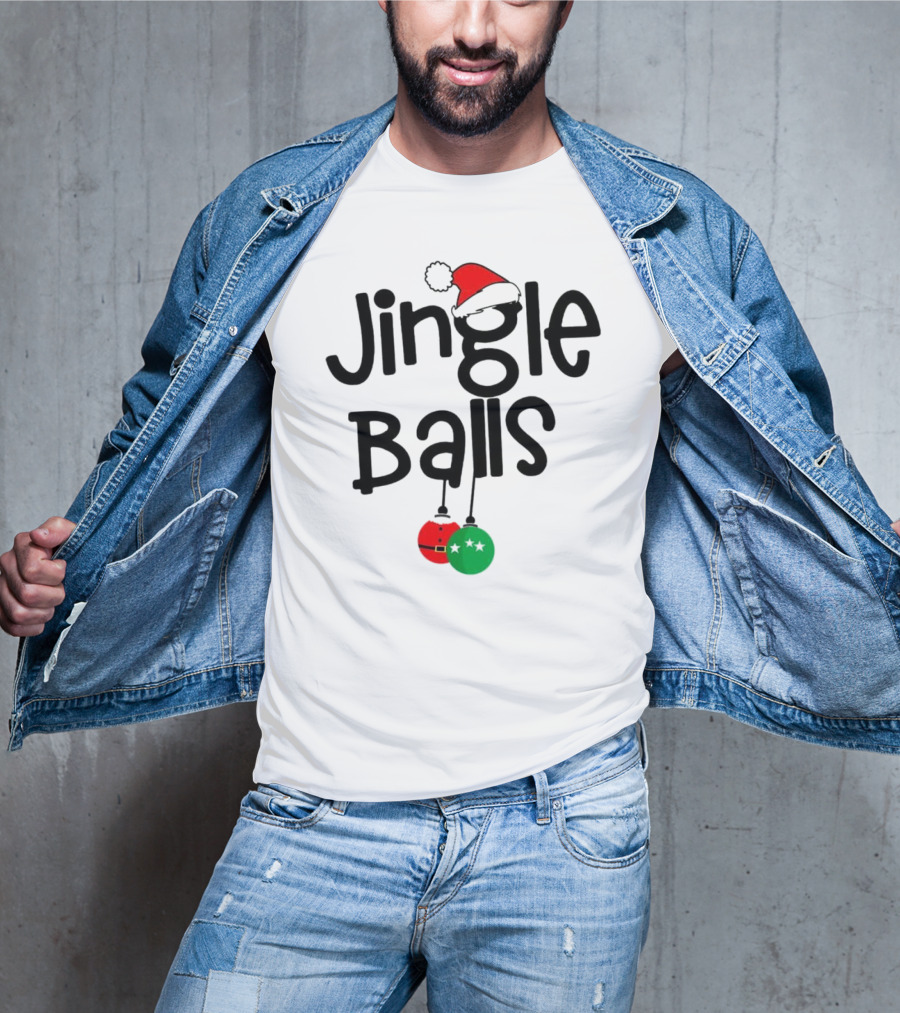 Jingle Balls Christmas Santa Hat Red Green Ornaments T-Shirt