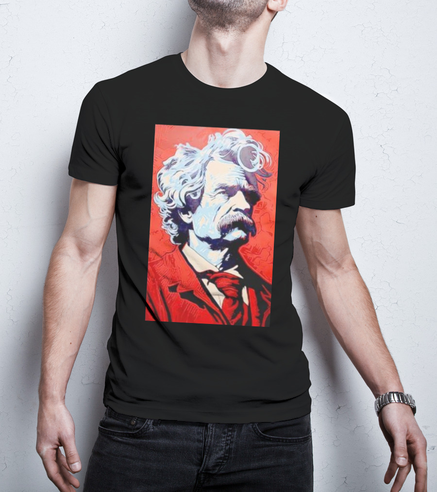 Mark Twain Red And Blue Portrait T-Shirt