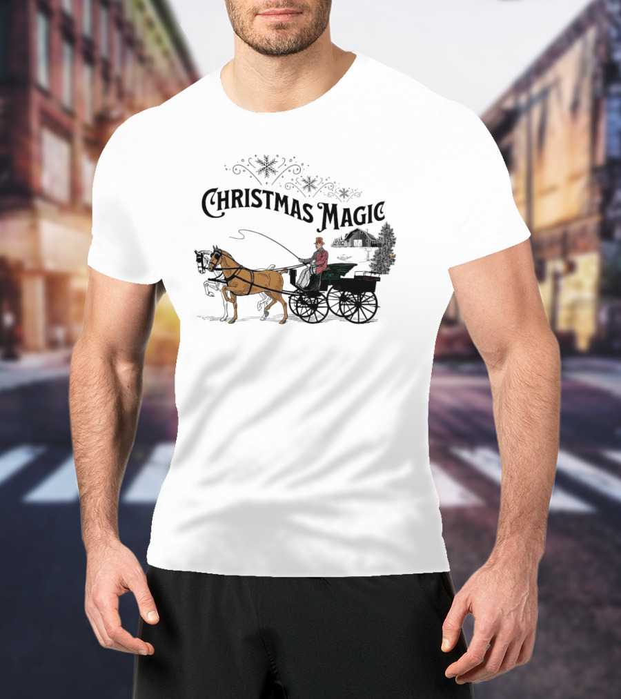 Christmas Magic Horse And Carriage Scene T-Shirt