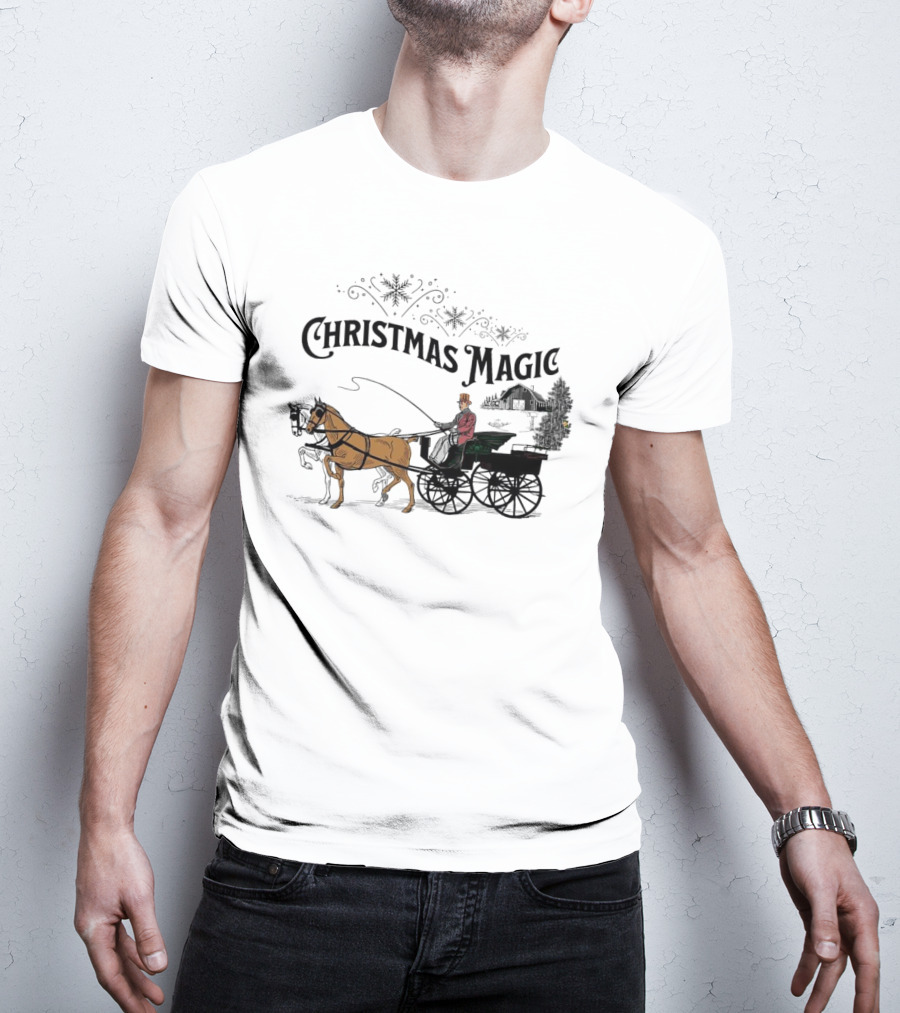 Christmas Magic Horse And Carriage Scene T-Shirt