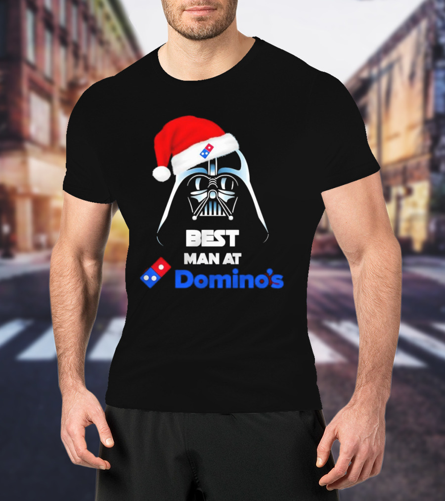Darth Vader Santa Hat With Best Man At Domino's Christmas T-Shirt