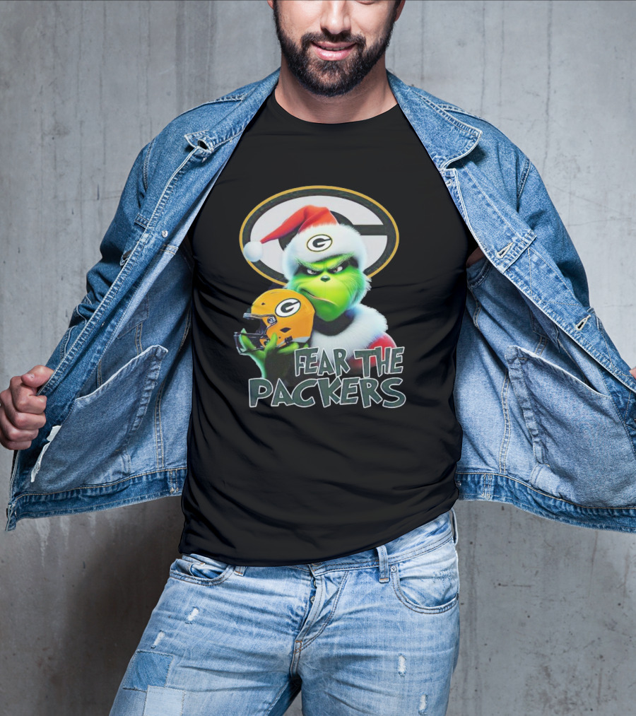 Grinch Fear The Green Bay Packers Christmas G Helmet T-Shirt