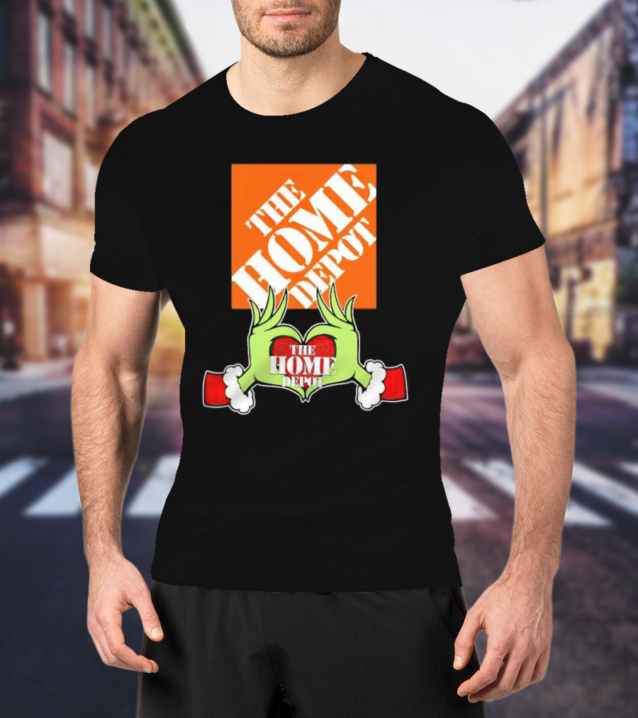 The Home Depot Christmas Grinch Green Hands Heart T-Shirt