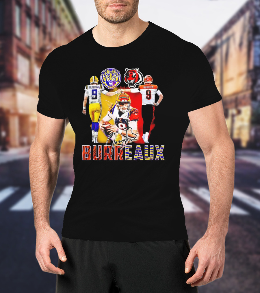 Joe Burrow Burreaux Signature LSU Tigers Cincinnati Bengals Football T-Shirt