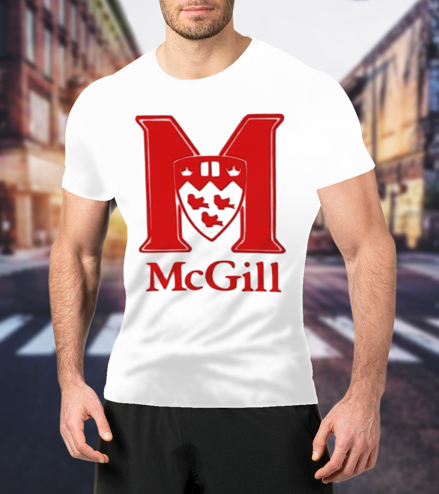 McGill University Large Red M And Shield Emblem T-Shirt