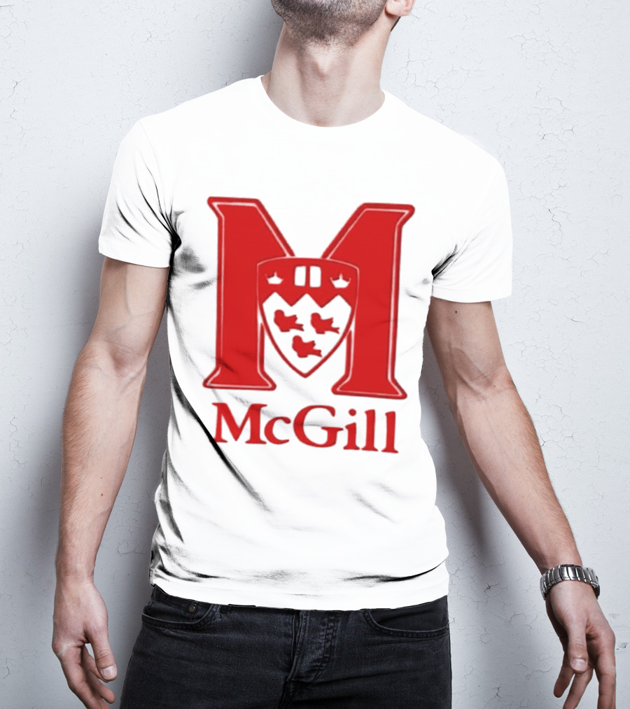 McGill University Large Red M And Shield Emblem T-Shirt